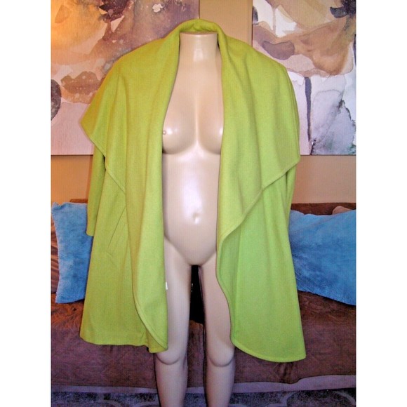 Vintage Komitor Wool Green Open Front Duster Coat Jacket Size 22/24 NWT - Picture 2 of 8